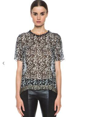 Isabel Marant Owen Silk Georgette Leopard Top